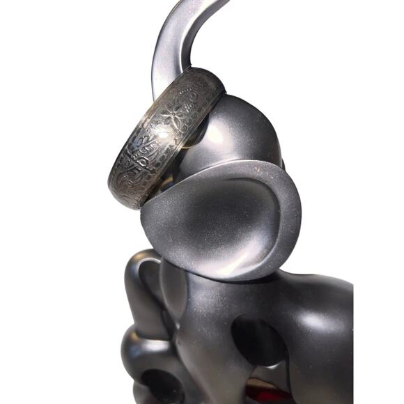 Iris Apfel & Bajalia Vintage Silver Tone Bangle Engraved Floral Vine Design - Picture 5 of 8